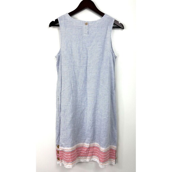 J Jill Love Linen Stripe Sleeveless Button Organic Tank Dress MP Petite 1102R4 - Picture 3 of 12